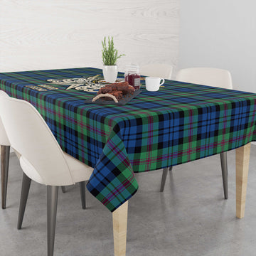 Baird Ancient Tartan Tablecloth with Clan Crest and the Golden Sword of Courageous Legacy