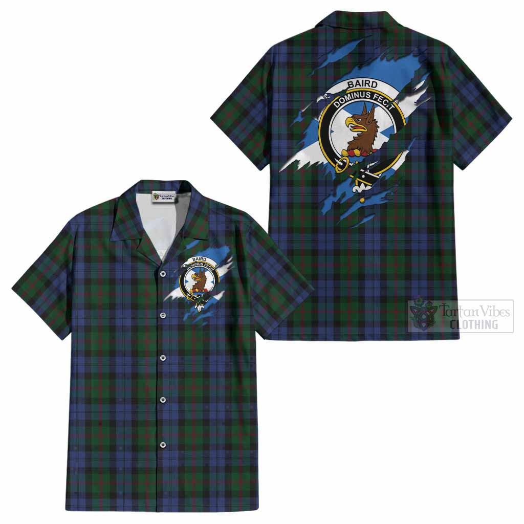 Baird Clan Crest In Me Tartan Cotton Hawaiian Shirt Scotland Flag Style