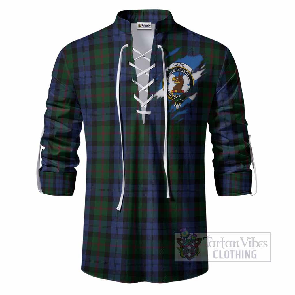 Baird Clan Crest In Me Tartan Ghillie Shirt Scotland Flag Style