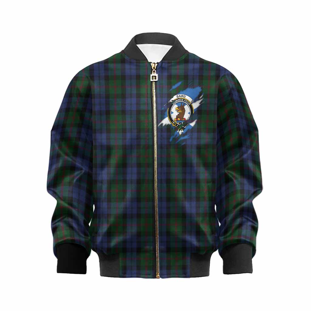 Baird Clan Crest In Me Tartan Kid Bomber Jacket Scotland Flag Style