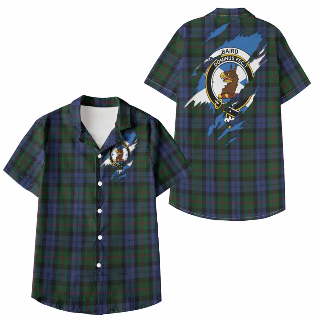 Baird Clan Crest In Me Tartan Kid Hawaiian Shirt Scotland Flag Style