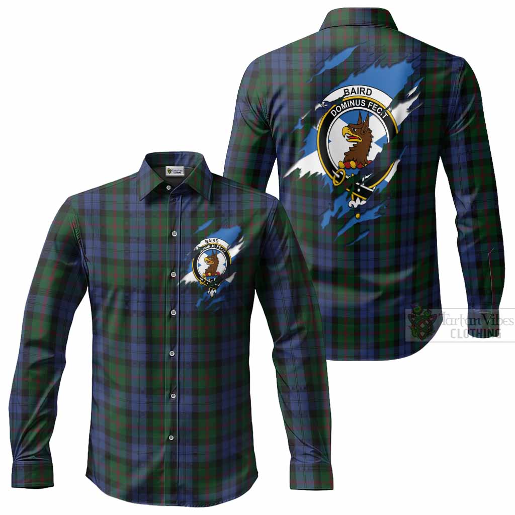 Baird Clan Crest In Me Tartan Long Sleeve Button Shirts Scotland Flag Style