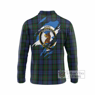 Baird Clan Crest In Me Tartan Long Sleeve Polo Shirt Scotland Flag Style