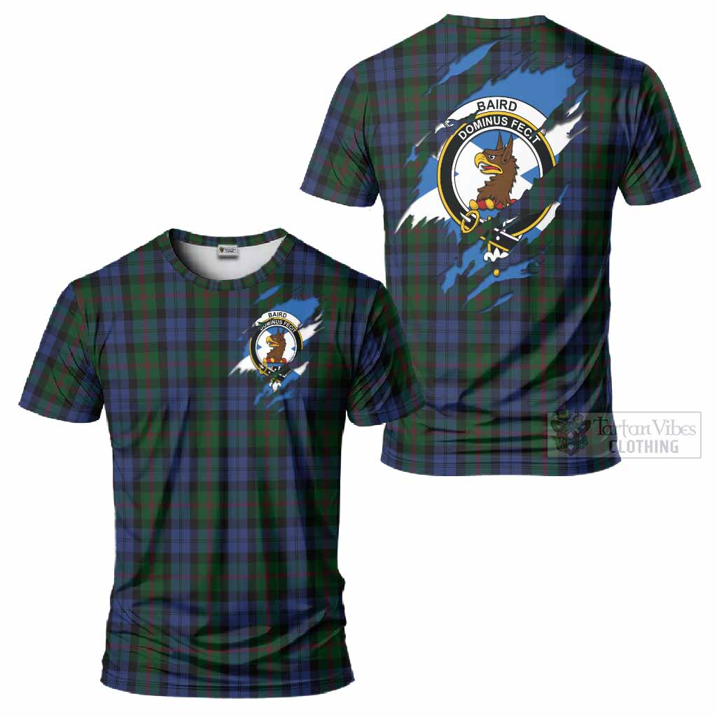 Baird Clan Crest In Me Tartan T-Shirt Scotland Flag Style