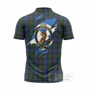 Baird Clan Crest In Me Tartan Zipper Polo Shirt Scotland Flag Style
