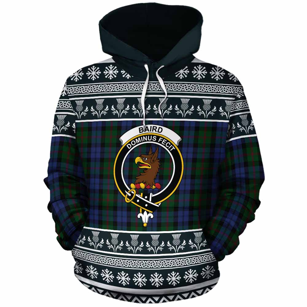 Baird Clan Tartan Christmas Cotton Hoodie with Family Crest - Tartan Vibes Clothing
