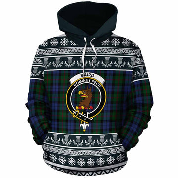 Baird Clan Tartan Christmas Cotton Hoodie with Family Crest