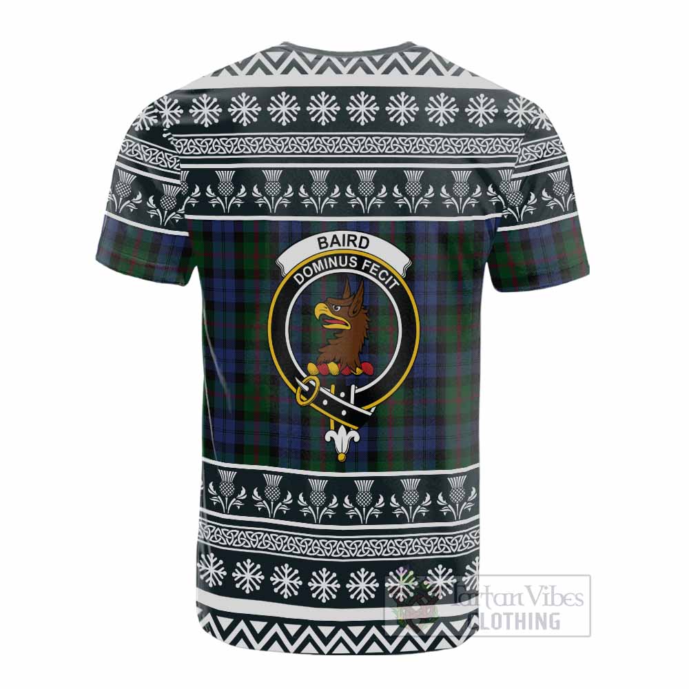 Baird Clan Tartan Christmas Cotton T-shirt with Family Crest - Tartan Vibes Clothing