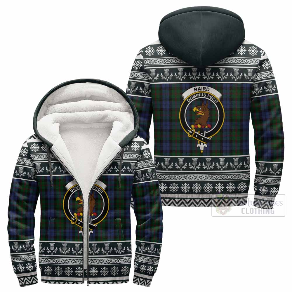 Baird Clan Tartan Christmas Fleece Hoodie with Family Crest - Tartan Vibes Clothing