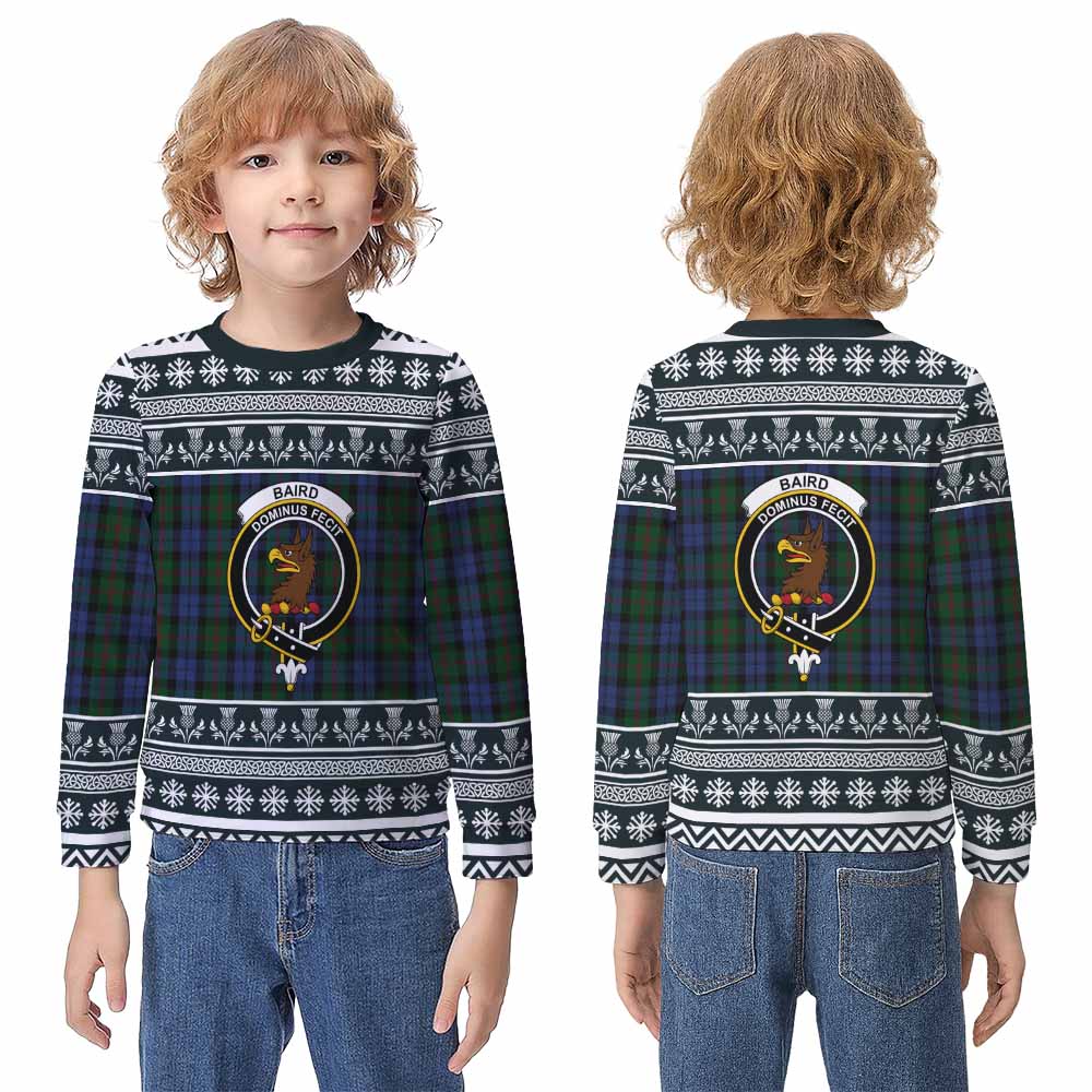 Baird Clan Tartan Christmas Kid Ugly Sweatshirt with Family Crest - Tartan Vibes Clothing