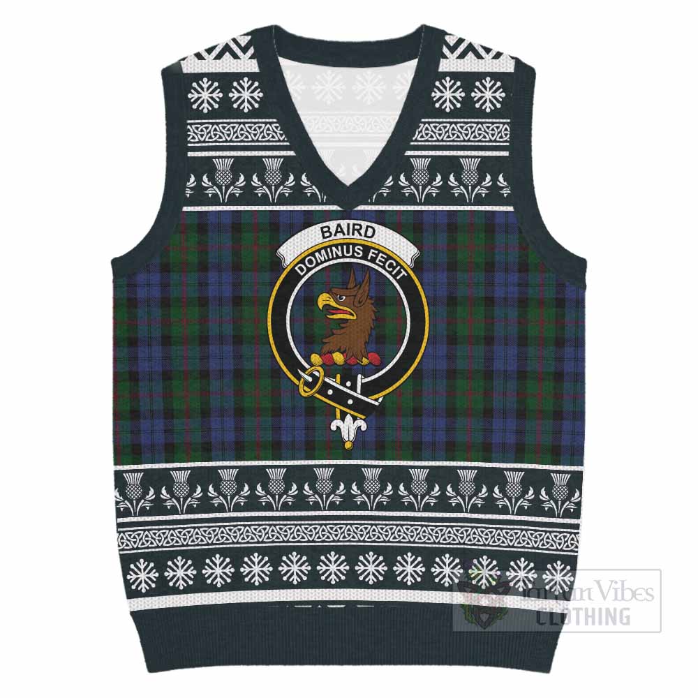 Baird Clan Tartan Christmas Knitted V-Neck Vest with Family Crest - Tartan Vibes Clothing