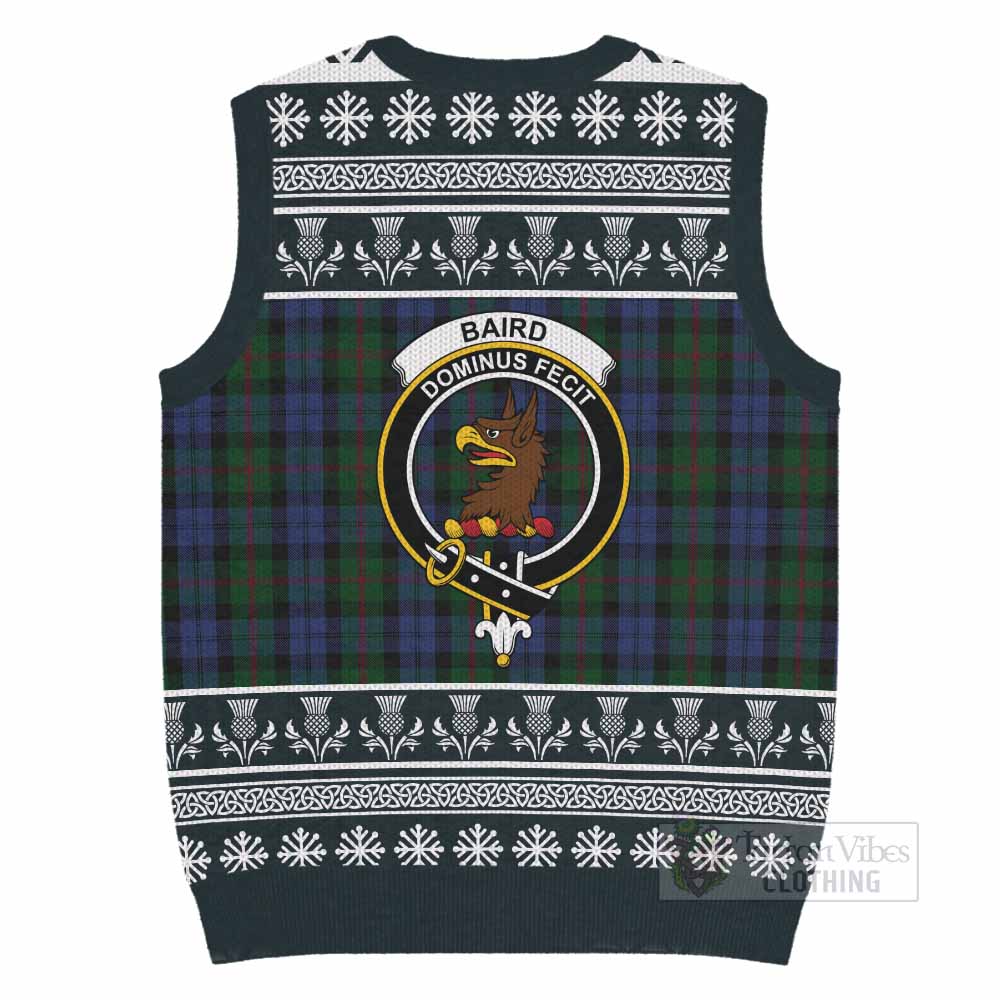 Baird Clan Tartan Christmas Knitted V-Neck Vest with Family Crest - Tartan Vibes Clothing