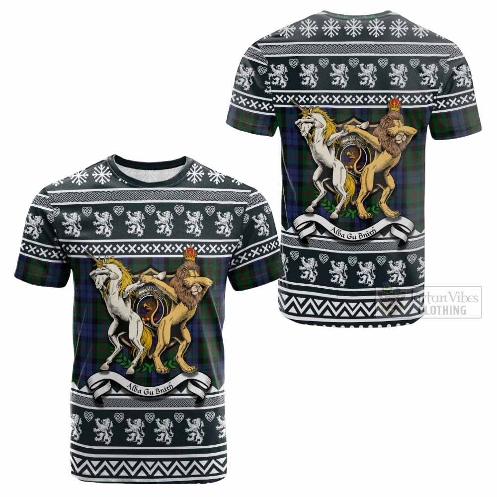 Baird Clan Tartan Crest Christmas Cotton T-shirt Coat of Arms Funny Style - Tartan Vibes Clothing