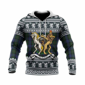 Baird Clan Tartan Crest Christmas Knitted Hoodie Coat of Arms Funny Style