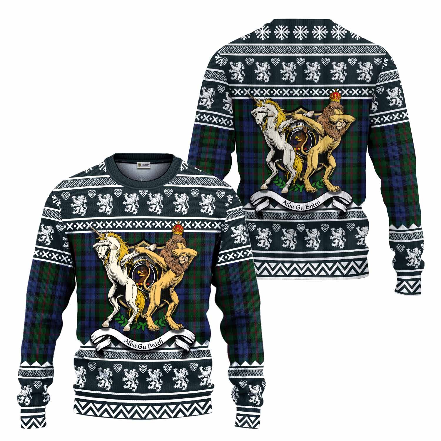 Baird Clan Tartan Crest Christmas Ugly Sweater Coat of Arms Funny Style - Tartan Vibes Clothing