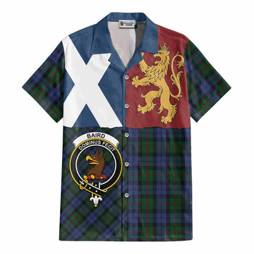 Baird Crest Tartan Cotton Hawaiian Shirt with Lion Rampant Saltire Style