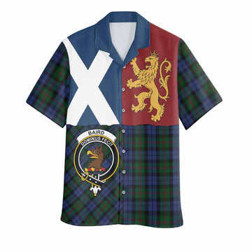 Baird Crest Tartan Hawaiian Shirt with Lion Rampant Saltire Style