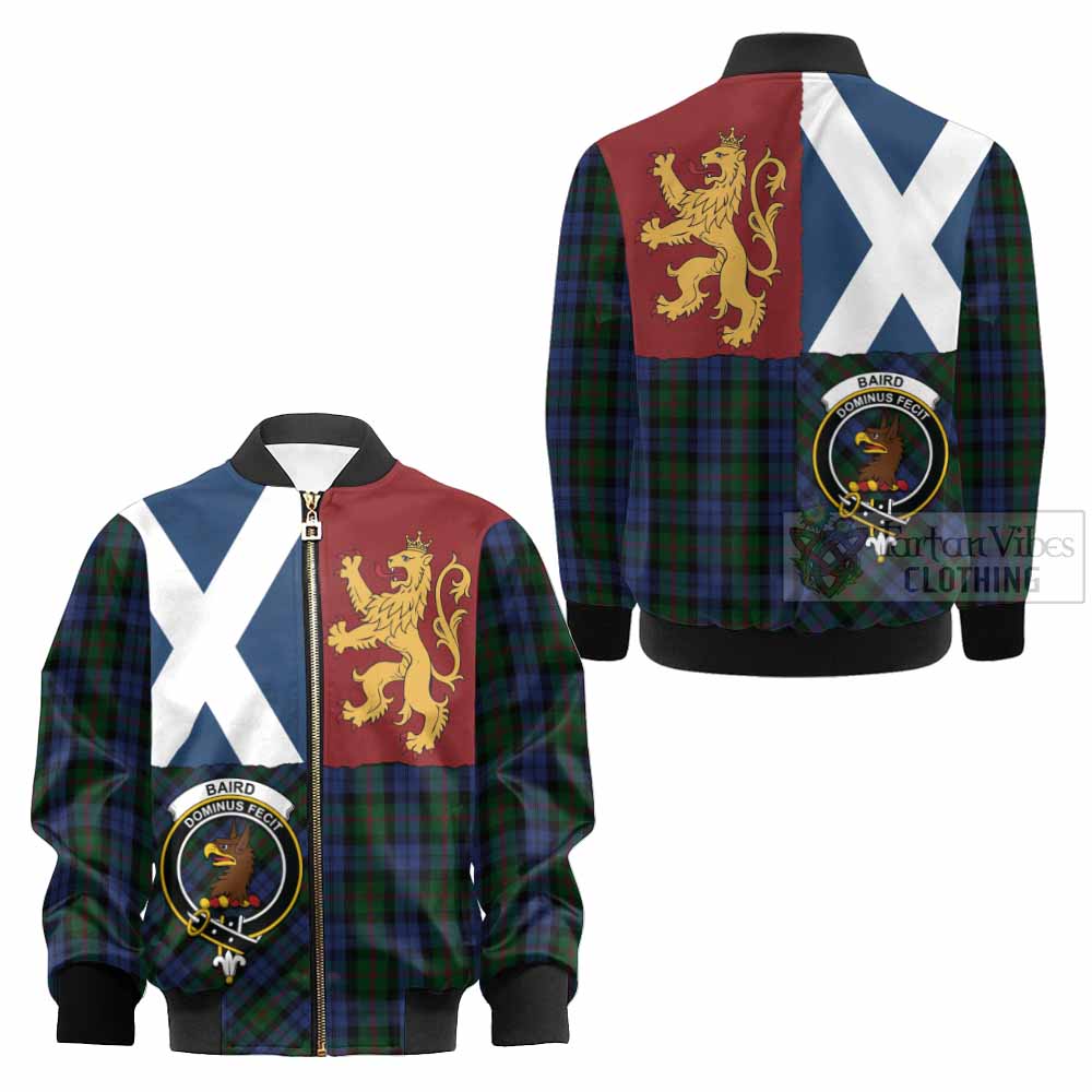 Baird Crest Tartan Kid Bomber Jacket with Lion Rampant Saltire Style - Tartan Vibes Clothing