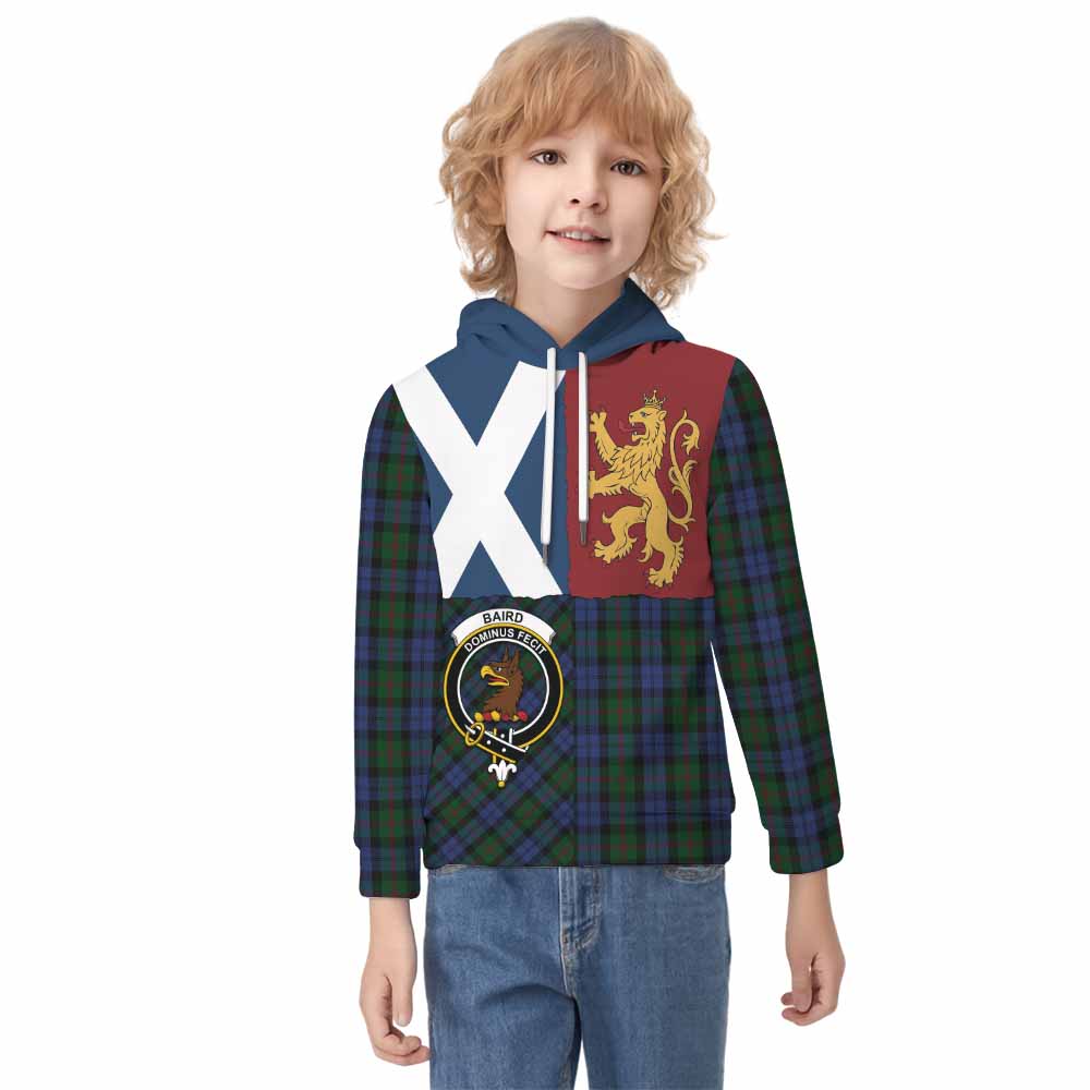 Baird Crest Tartan Kid Hoodie with Lion Rampant Saltire Style - Tartan Vibes Clothing