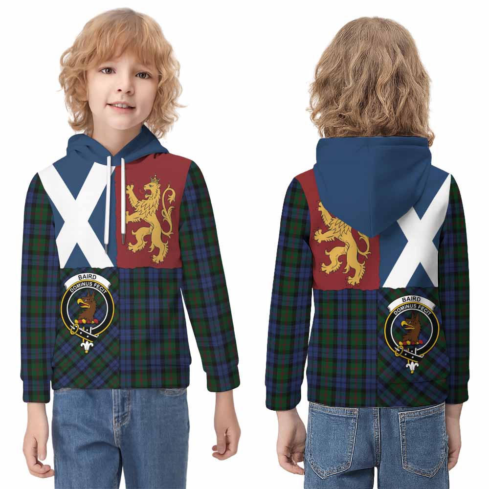 Baird Crest Tartan Kid Hoodie with Lion Rampant Saltire Style - Tartan Vibes Clothing