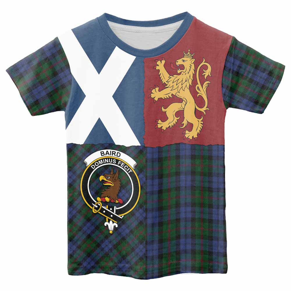 Baird Crest Tartan Kid T-shirt with Lion Rampant Saltire Style - Tartan Vibes Clothing