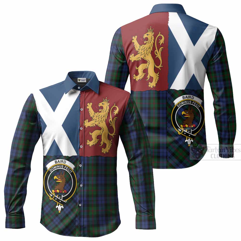 Baird Crest Tartan Long Sleeve Button Shirts with Lion Rampant Saltire Style
