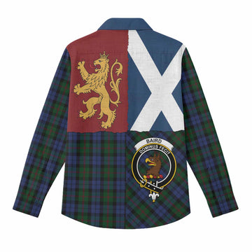 Baird Crest Tartan Women Casual Shirt with Lion Rampant Saltire Style