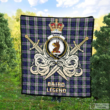 Baird Dress Tartan Quilt with Clan Crest and the Golden Sword of Courageous Legacy