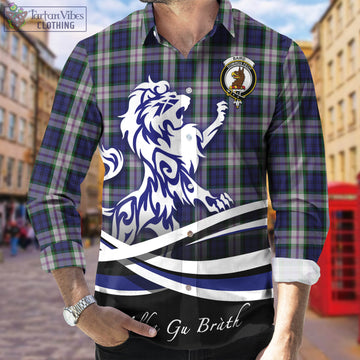 Baird Dress Tartan Long Sleeve Button Up Shirt with Alba Gu Brath Regal Lion Emblem