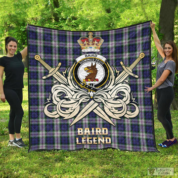 Baird Dress Tartan Quilt with Clan Crest and the Golden Sword of Courageous Legacy