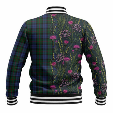 Baird Family Crest Tartan Baseball Jacket Scottish Thistle Flower Pattern Half Style