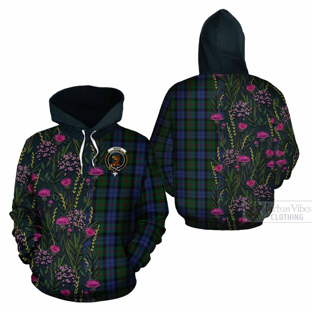 Baird Family Crest Tartan Cotton Hoodie Scottish Thistle Flower Pattern Half Style - Tartan Vibes Clothing
