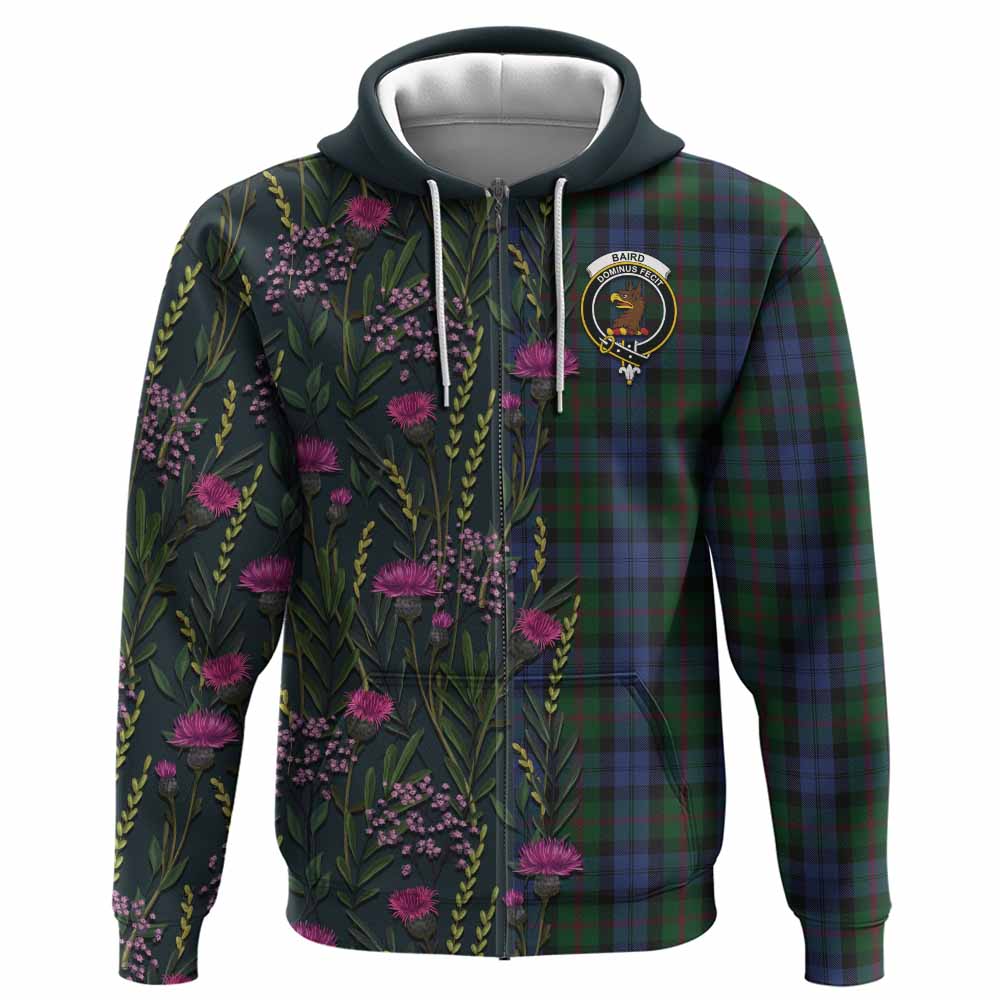 Baird Family Crest Tartan Hoodie Scottish Thistle Flower Pattern Half Style - Tartan Vibes Clothing