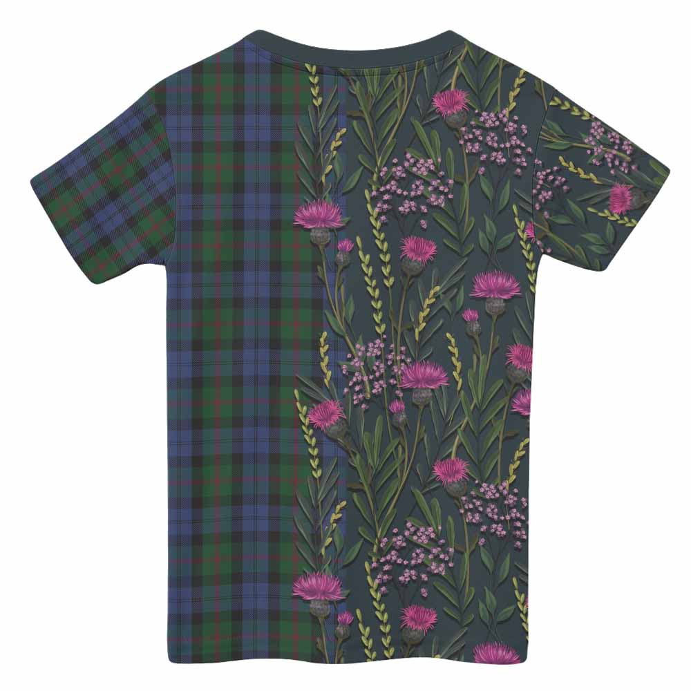 Baird Family Crest Tartan Kid T-shirt Scottish Thistle Flower Pattern Half Style - Tartan Vibes Clothing