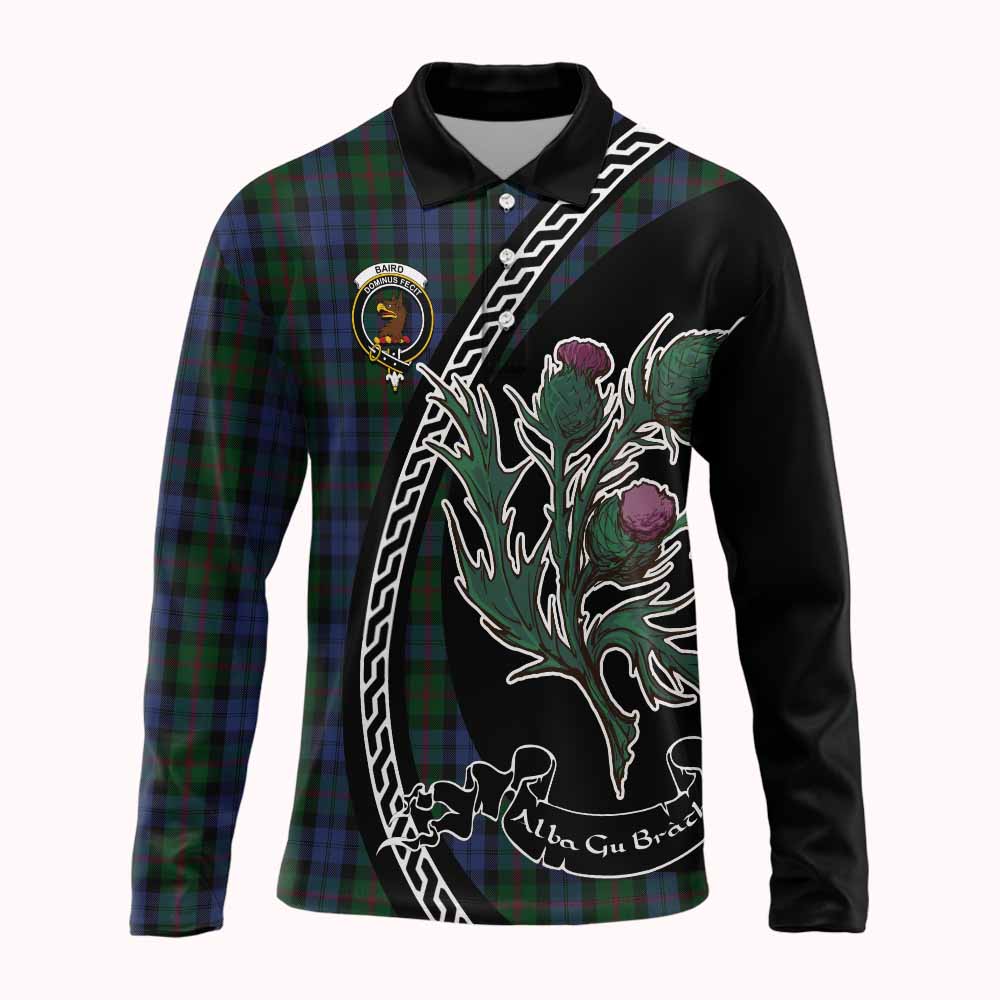 Baird Family Crest Tartan Long Sleeve Polo Shirt Alba Thistle Inspired - Tartan Vibes Clothing