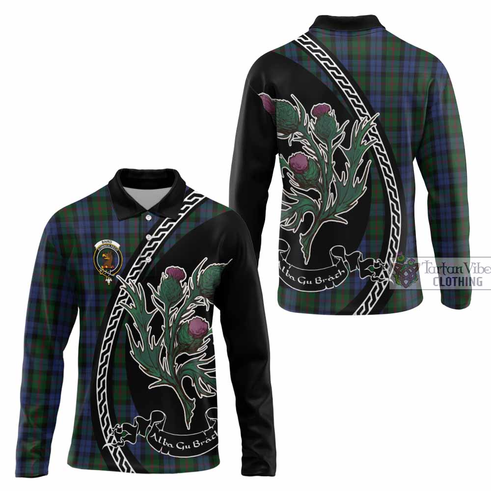 Baird Family Crest Tartan Long Sleeve Polo Shirt Alba Thistle Inspired - Tartan Vibes Clothing