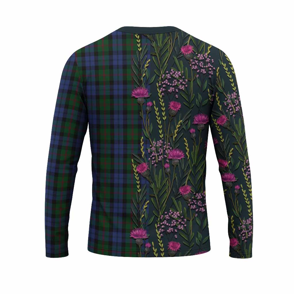 Baird Family Crest Tartan Long Sleeve T-Shirt Scottish Thistle Flower Pattern Half Style - Tartan Vibes Clothing