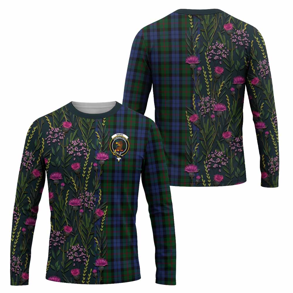 Baird Family Crest Tartan Long Sleeve T-Shirt Scottish Thistle Flower Pattern Half Style - Tartan Vibes Clothing