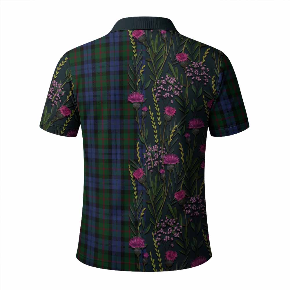 Baird Family Crest Tartan Polo Shirt Scottish Thistle Flower Pattern Half Style - Tartan Vibes Clothing