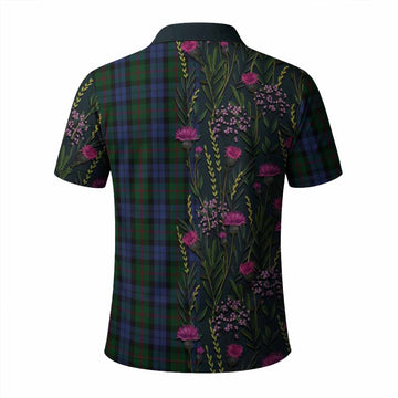Baird Family Crest Tartan Polo Shirt Scottish Thistle Flower Pattern Half Style