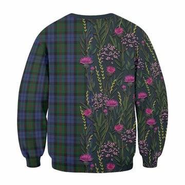 Baird Family Crest Tartan Sweatshirt Scottish Thistle Flower Pattern Half Style