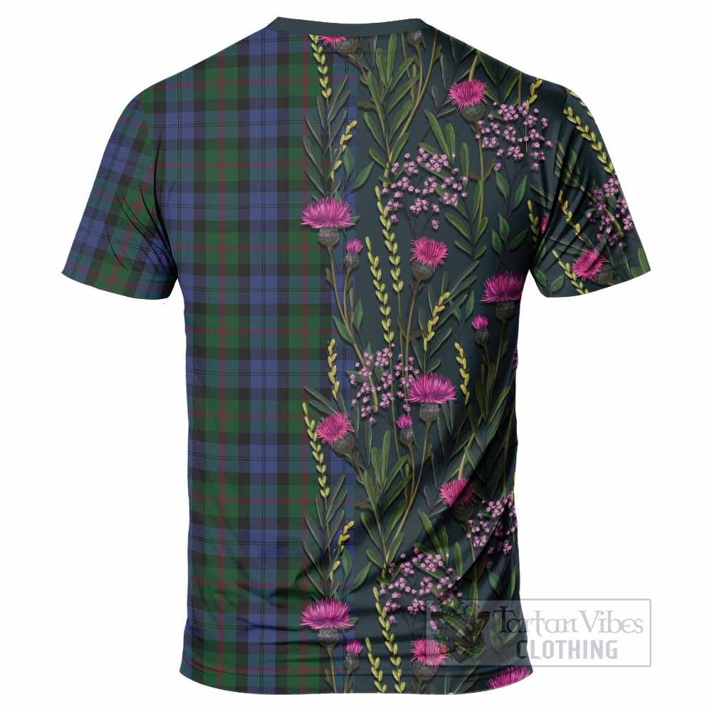 Baird Family Crest Tartan T-Shirt Scottish Thistle Flower Pattern Half Style - Tartan Vibes Clothing