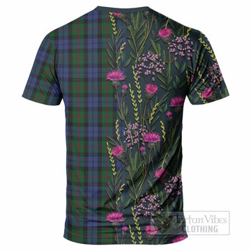 Baird Family Crest Tartan T-Shirt Scottish Thistle Flower Pattern Half Style - Tartan Vibes Clothing