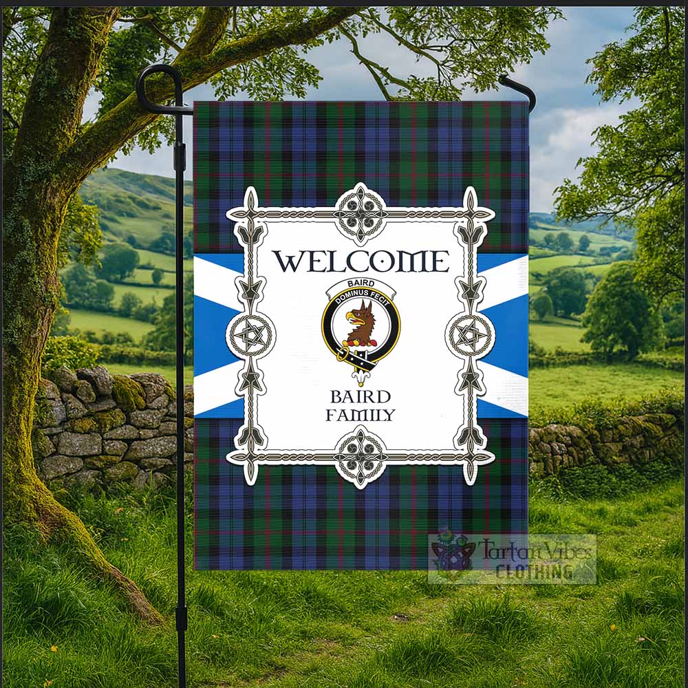 Baird Family Crest Tartan Welcome Garden Flag Saltire Harmony Style - Tartan Vibes Clothing