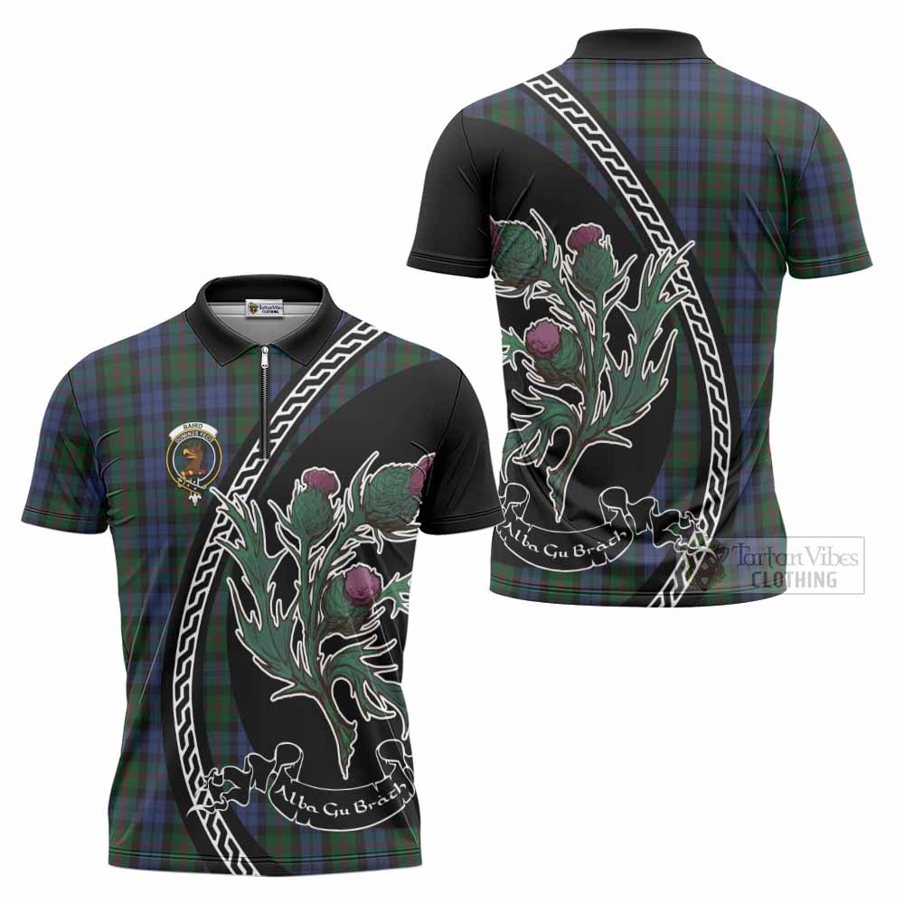 Baird Family Crest Tartan Zipper Polo Shirt Alba Thistle Inspired - Tartan Vibes Clothing