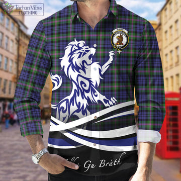 Baird Modern Tartan Long Sleeve Button Up Shirt with Alba Gu Brath Regal Lion Emblem