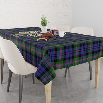 Baird Modern Tartan Tablecloth with Clan Crest and the Golden Sword of Courageous Legacy