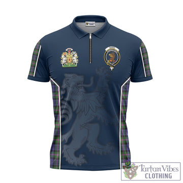 Baird Modern Tartan Zipper Polo Shirt with Family Crest and Lion Rampant Vibes Sport Style