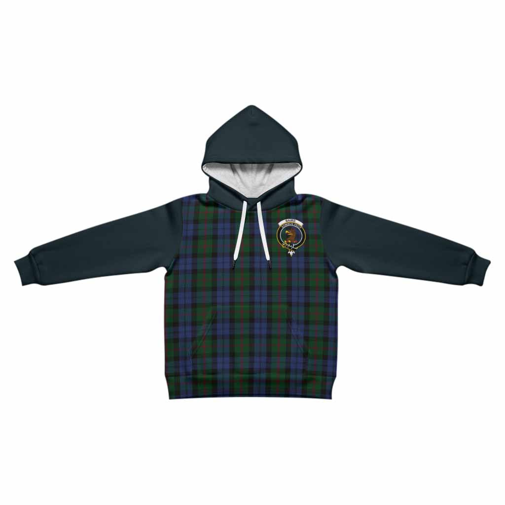 Baird Tartan Accent Kid Hoodie with Family Crest