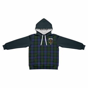 Baird Tartan Accent Kid Hoodie with Family Crest